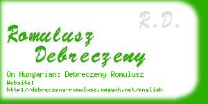 romulusz debreczeny business card
